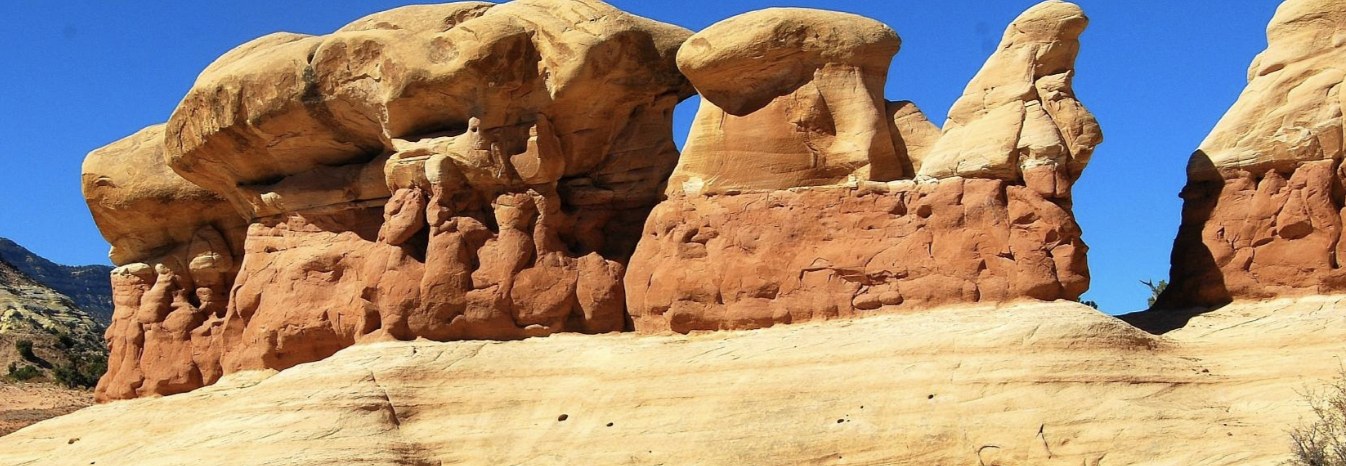 Mushroom shaped sandstone hoodoos at Devils Garden near Escalante Utah
