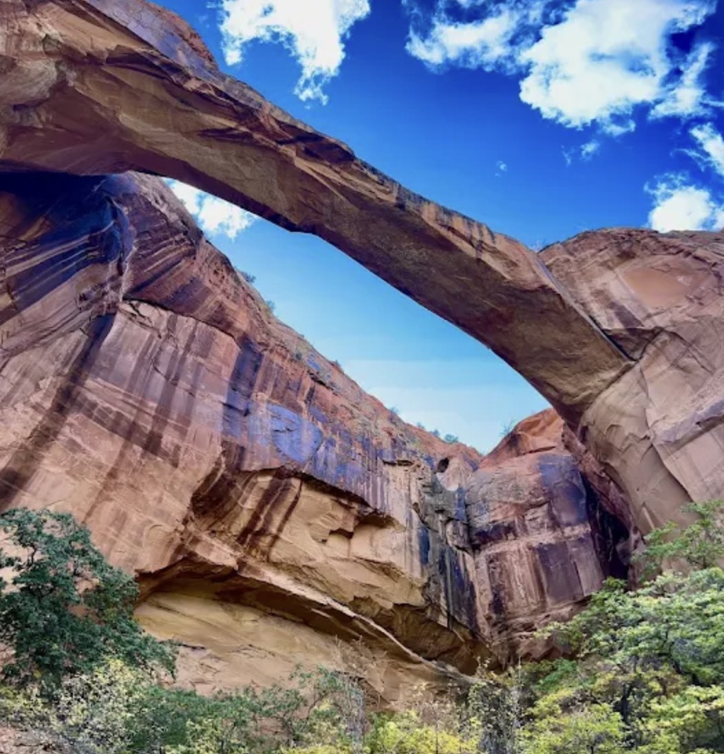 A natural sandstone bridge spanning a canyon off Hole in the Rock Road